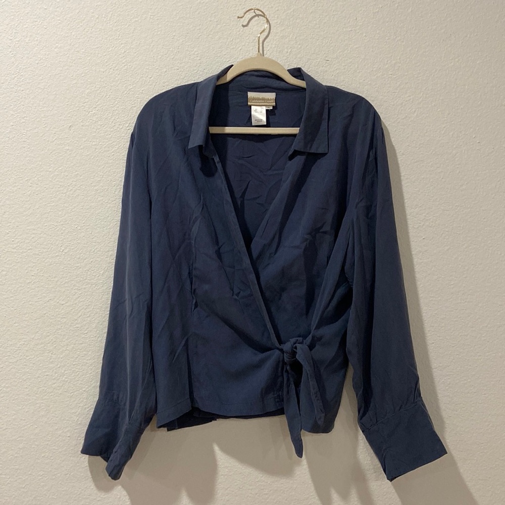 Wrap long sleeve tie top